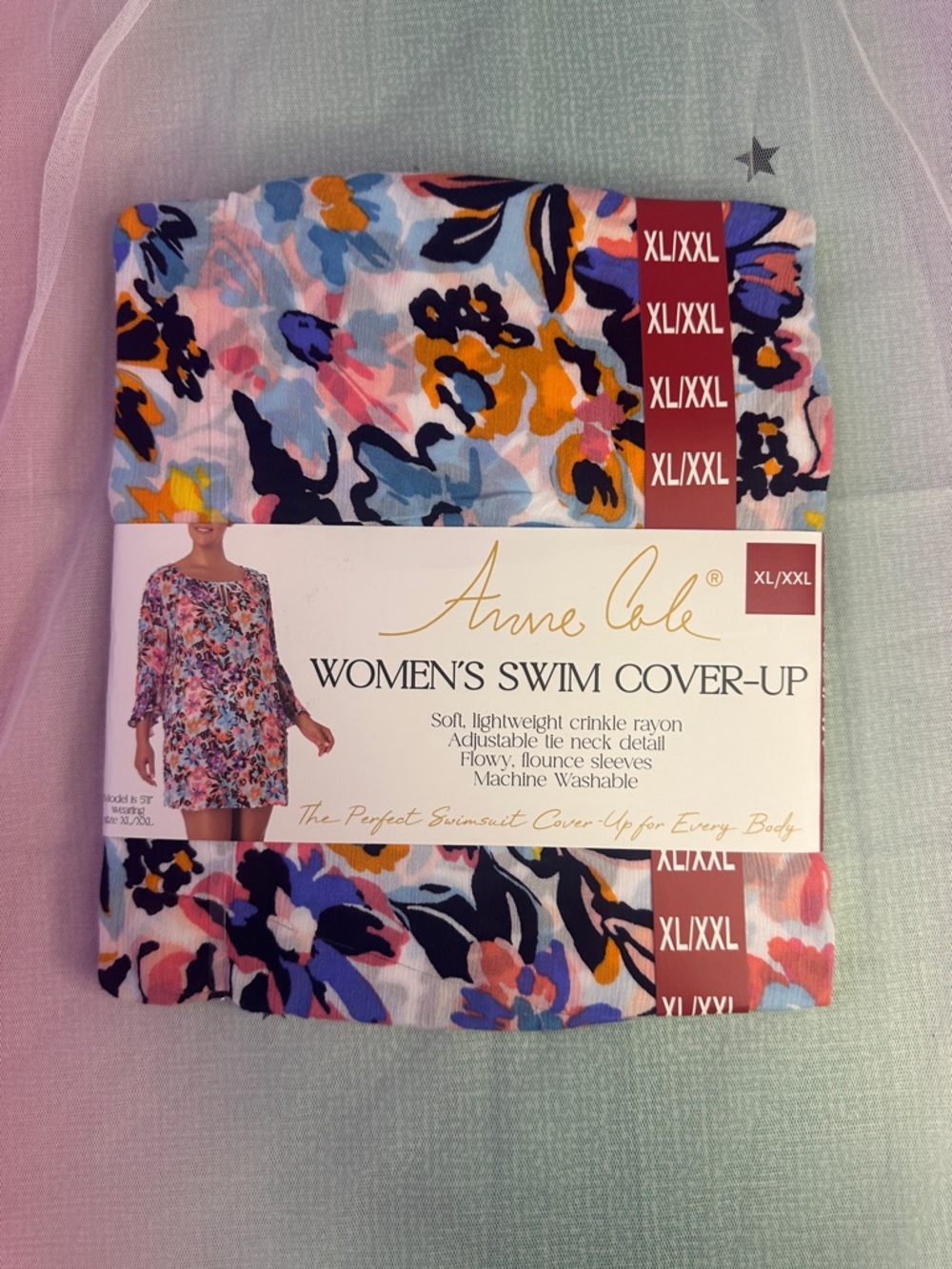 Anne Cole Multicolor Floral Swim Cover-Up - Blue, Pink, Yellow